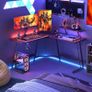 Corner Gaming Computer Desk - 128 x 128 cm L-Shaped Table with LED Ribbon and Screen Stand, Headset Hook for Study, Play, Work, Bedroom, Home, Living Room (FREE SHIPPING) Image 3