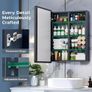 Bathroom Mirror Cabinets with Led Lights, Aluminum Alloy Wall Mounted Bathroom Cabinet Led Bathroom Mirror, 3 Colors Anti Fog, Adjustable Shelves, Touch Sensor, Concealed Storage Image 6