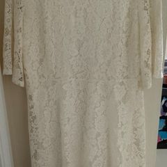 Primark Cream Lacy Short Sleeve Dress