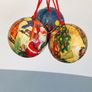 3 x Vintage Paper Mache Decoupage Christmas Bauble Ornaments - Santa Father Christmas Image 3