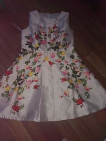 White Satin Floral Dress