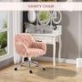 Faux Fur Computer Desk Chair, Vanity Chair with Adjustable Height, Swivel Wheels for Office, Bedroom, Pink Image 6