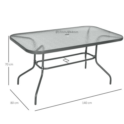 Aquatex Glass Garden Table Curved Metal Frame Parasol Hole 4 Legs Outdoor (FREE POSTAGE)