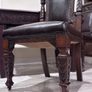 French Renaissance Revival Carved Oak Dining Set w/ 4 Leather Chairs Image 3