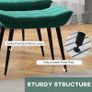 Accent Chair with Footstool Set, Tufted Upholstered Armless Lounge Chair with Pillow and Steel Legs for Living Room, Bedroom, Green Image 3