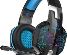 Gaming Headset with Mic for PS4 Xbox Series X|S Nintendo Switch Xbox One PS5 PC, Wired RGB Lights Over Ear Gaming Headphones with Surround Sound & One-key Mute (3.5mm Splitter Cable Included)