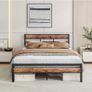 Double Bed Frame with Wooden Headboard Image 10