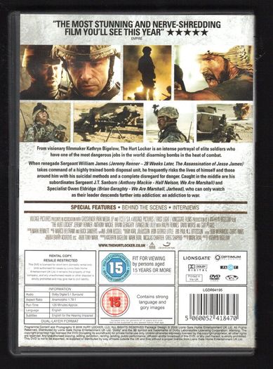 The Hurt Locker DVD Movie staring Jeremy Renner, Anthony Mackie & Brian Geraghty