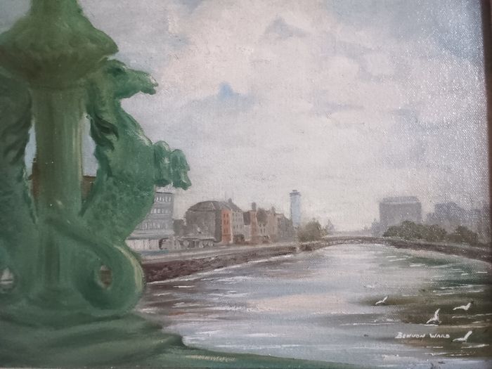 Benvon Ward - oil on board - View from Grattan Bridge