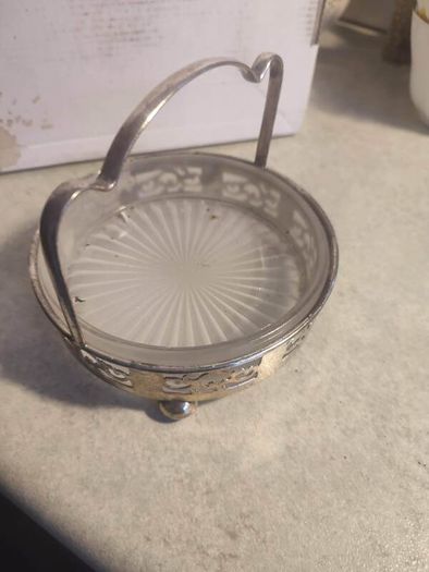 Vintage Silver Plated  butter dish with glass liner England