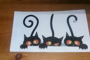 Car Decal.  Three Black Cats