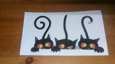 Car Decal.  Three Black Cats