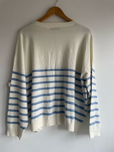 Ladies blue stripe crewneck plus size New