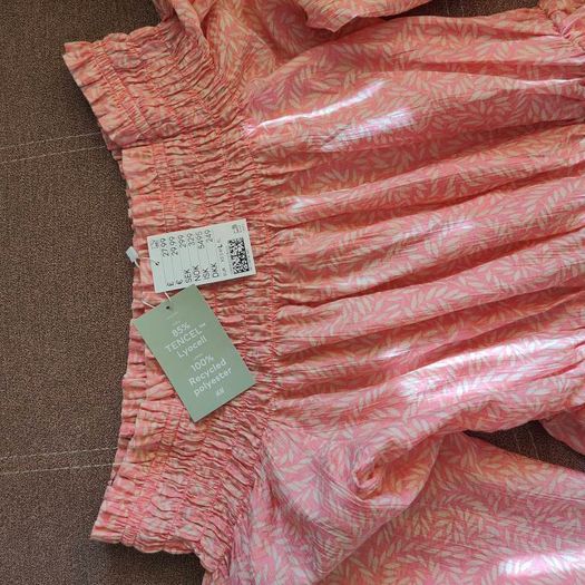 Brand New H&M Women's Elastic Waist Off-the-Shoulder Casual Dress Pink, size 14