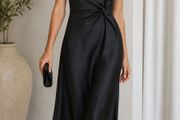 New Black Satin Dress: Size 10