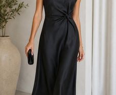 New Black Satin Dress: Size 10