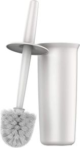 Toilet Bowl Brush and Holder for Bathroom, White, 1 Pack