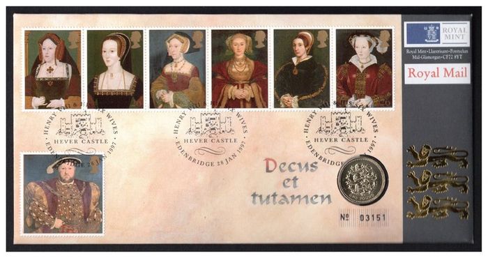 1997 Great Britain 450th Anniversary of Death of King Henry VIII Royal Mint Philatelic Numismatic Cover (PNC) with UK1 coin