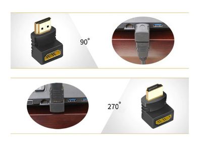 HDMI Connection Converter Male To Female 270 Degree/90 Degree