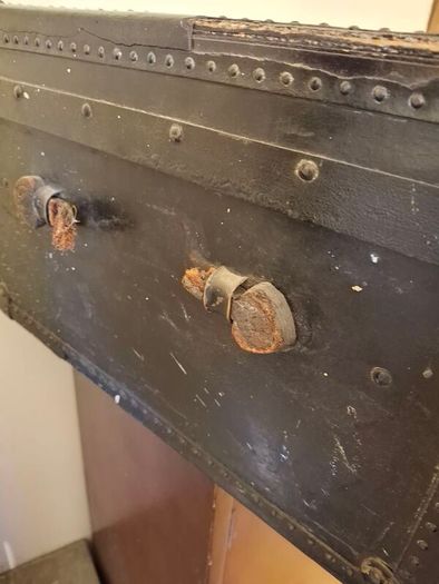Victorian leather-covered trunk