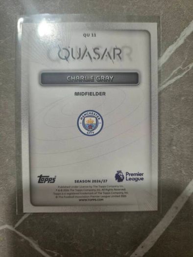 Charlie Gray Topps Premier League 2026/27 Quasar RC #QU11 Manchester City Rookie