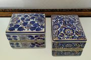 Vintage pair of handpainted ceramic jewellery boxes