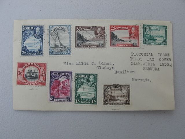 Stamps, Bermuda FDC 1936 Definitive Set
