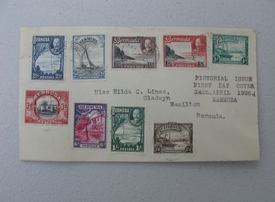 Stamps, Bermuda FDC 1936 Definitive Set