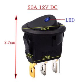 Rocker switch 20a 12v Dc Switch Touch Switch With Led Blue Light Micro Button Switch Car Lights Modified Cat's Eye Round Rocker Switch
