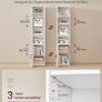 Slim Tall White Bookcase with Cabinet Storage Shelf Image 3