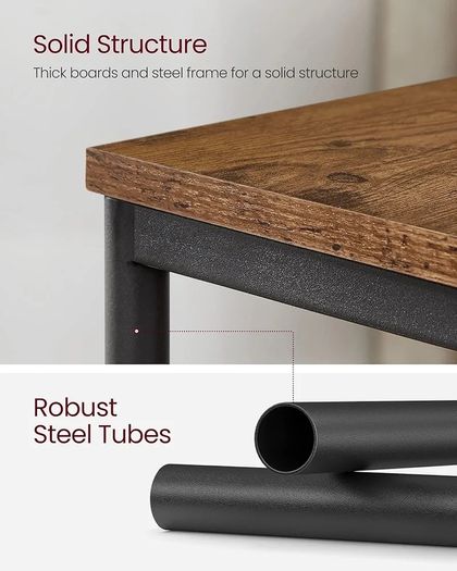 Set of 2 Side Tables, 2-Tier Sofa Side Tables, Bedside Tables with Steel Frames, for Living Room, Bedroom, Home Office, Industrial Style, Rustic Brown and Black