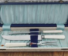 Vintage Meat & Fork Carving Set With Knife Sharpener (boxed)