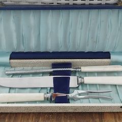Vintage Meat & Fork Carving Set With Knife Sharpener (boxed)