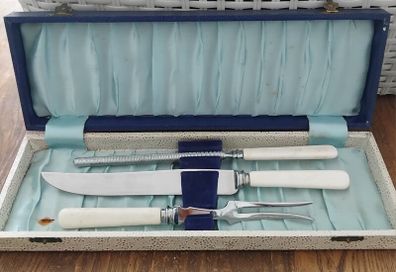 Vintage Meat & Fork Carving Set With Knife Sharpener (boxed)