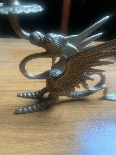 2 Antique solid brass  Dragon  candle sticks