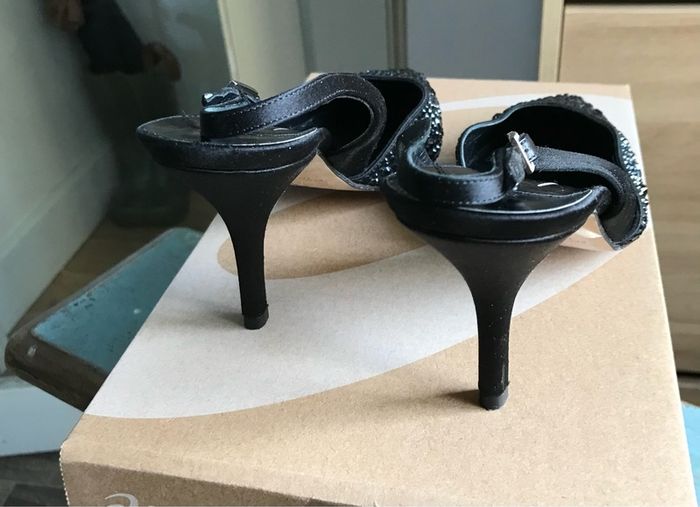 Gina Black Embellished Heels