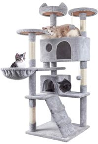 Cat Tree, 151cm Cat Scratching Post Stable Cat Tower for Large Cat, Activity Centre Cat Climbing Tree with 2 Cat House, Hammock, 4 Sisal Posts, Ladder, and Rest Place for Indoor Cat (FREE POSTAGE)