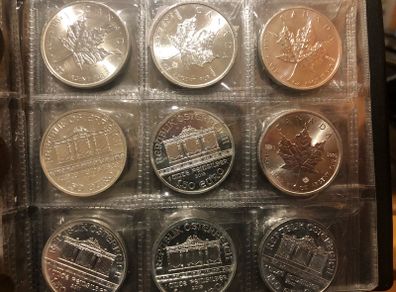 9 x 1 oz Silver Maple and Philharmonic See Description