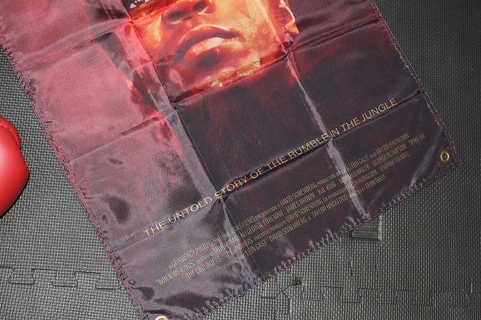 MUHAMMAD ALI v GEORGE FOREMAN 'When we were Kings' movie documentary film banner flag boxing gym
