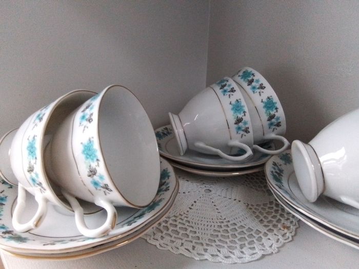 Six China Cups & Saucers