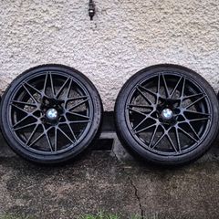 R19 5x120 BMW Style 666M staggered alloy wheels with good tyres + TPMS