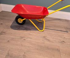 Kids red wheelbarrow