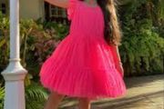 Billieblush girls neon pink tulle party dress Age 3 EUC