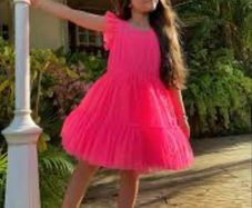 Billieblush girls neon pink tulle party dress Age 3 EUC