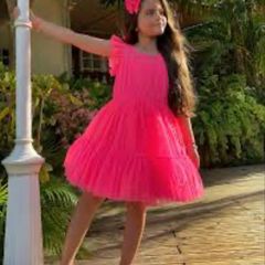 Billieblush girls neon pink tulle party dress Age 3 EUC