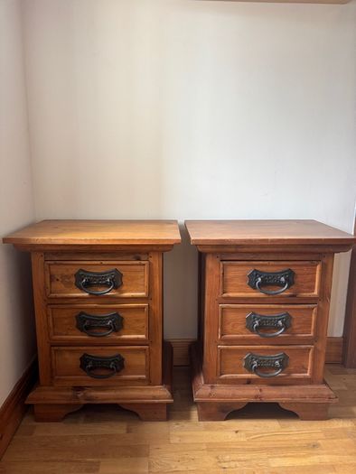 Solid pine lockers with black metal handles