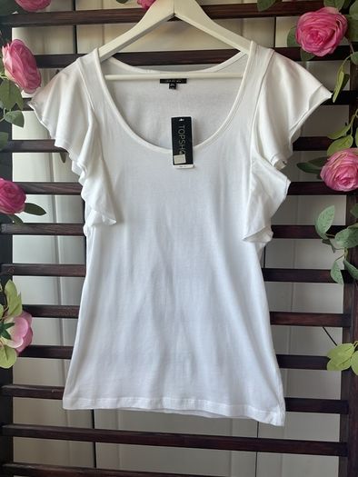 top Bnwt topshop 100% cotton frilled detail top/ tshirt