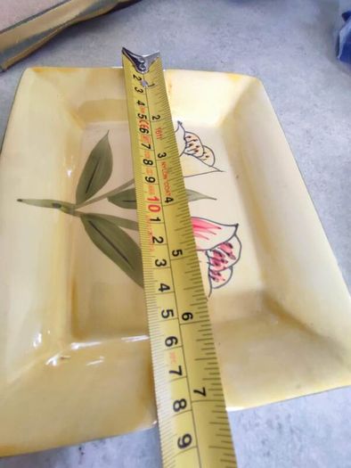 Tulip Rectangle Ceramic Plate Handmade and painted ashtray.