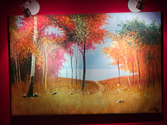 Painting Lake Sea Woods Forest scene Li Fang