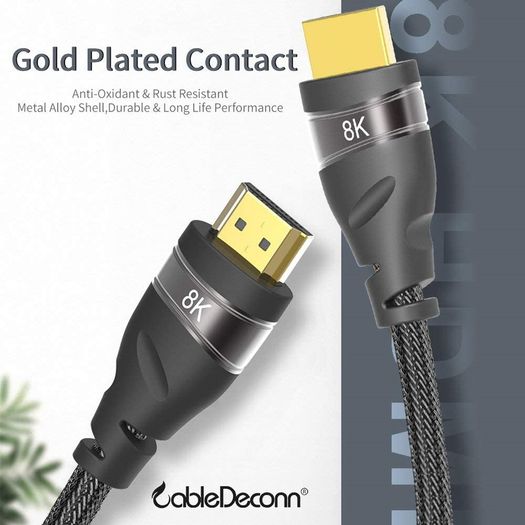 CableDeconn 5M Premium HDMI 2.1 UHD/3D 8K (7680x4320@60Hz) 48Gbps (Nylon Braided/Gold Plated) Cable (Brand New/Warranty)